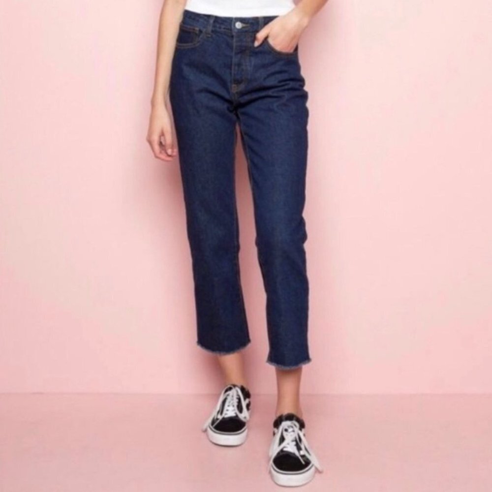 Brandy Melville John Galt Millie Dark Wash High Waisted Straight Jean